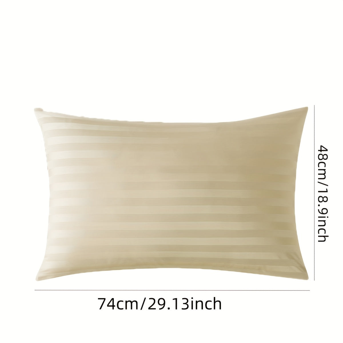 Pillowcase made with luxurious satin stripes, providing a soft, breathable, and durable option for both home and hotel use. Features envelope closure and is recommended for dry clean only. Available in white and khaki colors.