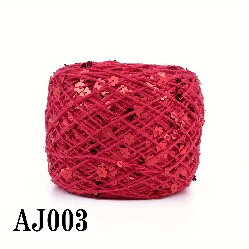 50g of sequin cotton yarn in 3mm and 6mm, perfect for hand sewing and crafts. Available in a variety of vibrant colors for fashion crafting.