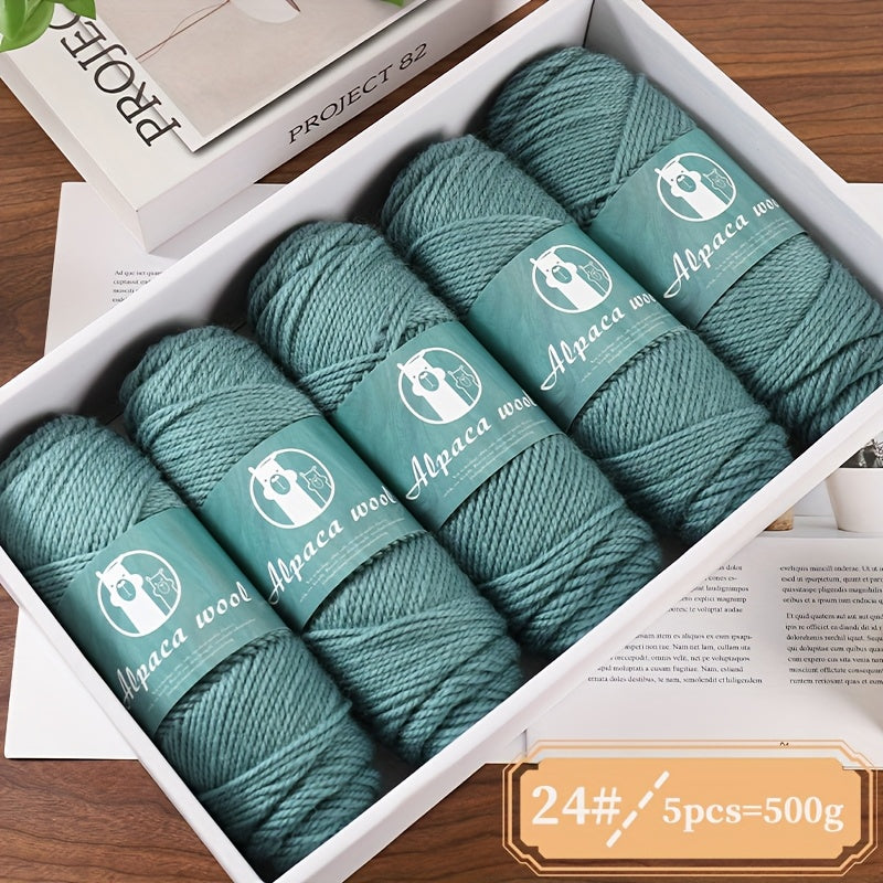 5-Pack Alpaca Wool Yarn, 500g Each, Multicolor Thick-Thin Yarn for Handmade Clothing - Various Styles