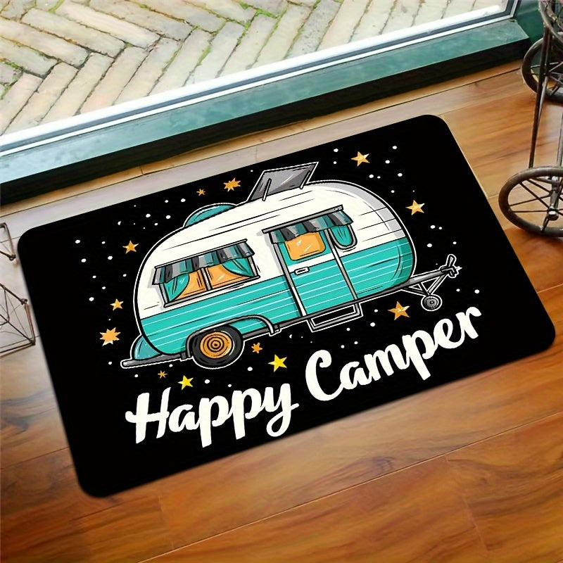 Коврик для спортивной комнаты Cartoon Car Happy Camper толщиной 8 мм — идеально подходит для ванной комнаты, кухни, гостиной, спальни и прихожей — можно стирать в стиральной машине и станет декоративным дополнением к любому интерьеру