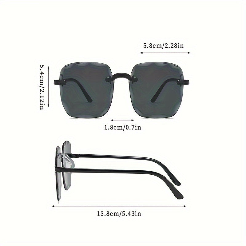 NBHD Square Frameless Gradient Glasses for Women with PC Polycarbonate Frame and Photo-Enhancing Gradient Lens for Outdoor, Street Fashion, and Fishing