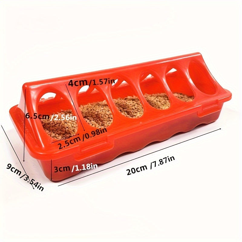 Rutin chicken feeder with anti-spray trough and 12-hole design for various birds.