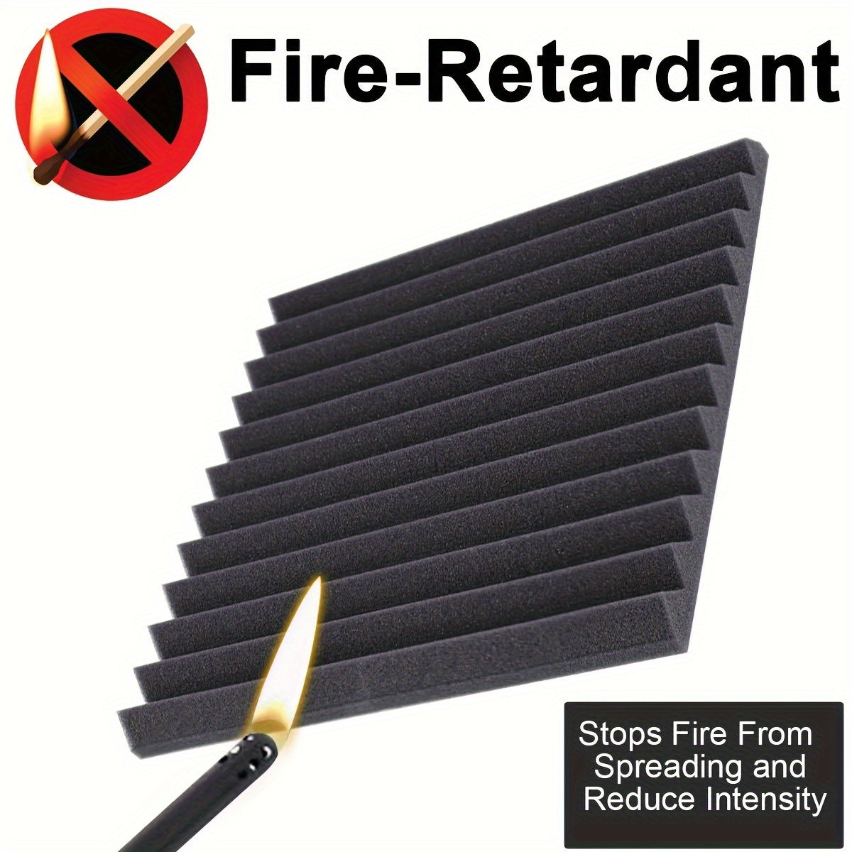 24 Pack of acoustic foam panels for noise reduction and echo treatment in recording studios, home theaters, offices, and gaming rooms, made of high-density flame-retardant foam.