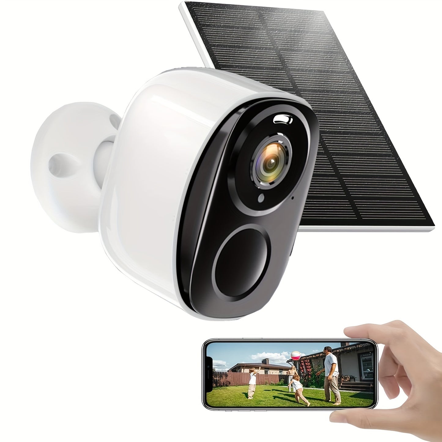 2K battery-powered WiFi security camera with PIR motion detection, two-way audio, night vision, and cloud/SD storage.