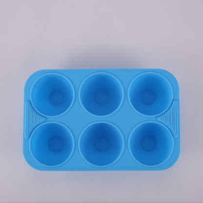 1 piece or pack of 5 pieces, Food-Grade Silicone Egg Bite Mold measuring 17.98cm X 11.94cm. This mold has 6 cavities and can also be used as a cake baking pan for rectangular dual-pot air fryers. It is heat resistant, easy to clean, and safe for use in