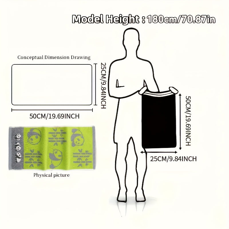 Милое полотенце с лицом панды в мультяшном стиле, 25.4x50.8 см, высоко впитывающее и мягкое, отлично подходит для рук и декора ванной, идеально для путешествий и дома.