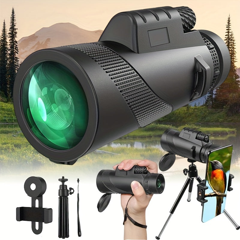 10x40mm High Definition Monocular Telescope for Adults - Portable Handheld with FMC Lens, Clear Long Distance Viewing for Outdoor Activities such as Camping, Hiking, Wildlife Observation