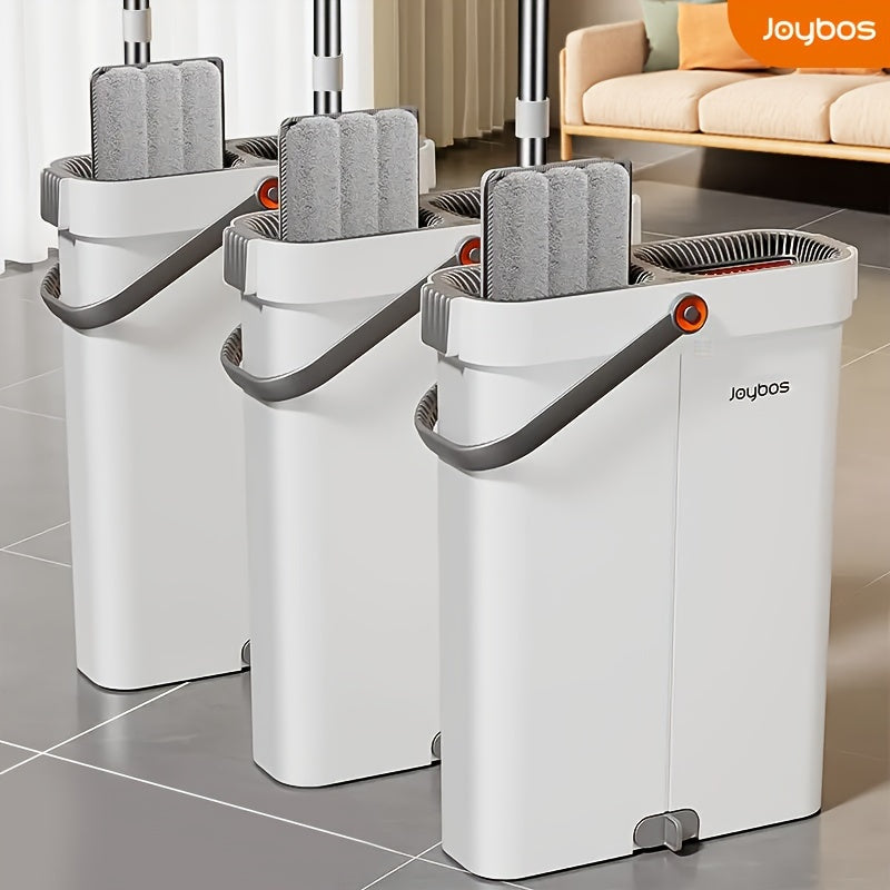 Introducing the Joybos 2024 Flat Mop and Bucket Set! This self-cleaning system features stainless steel and durable ABS construction, making it perfect for home and office use. With easy wringing and no electricity needed, this advanced lazy mop kit is