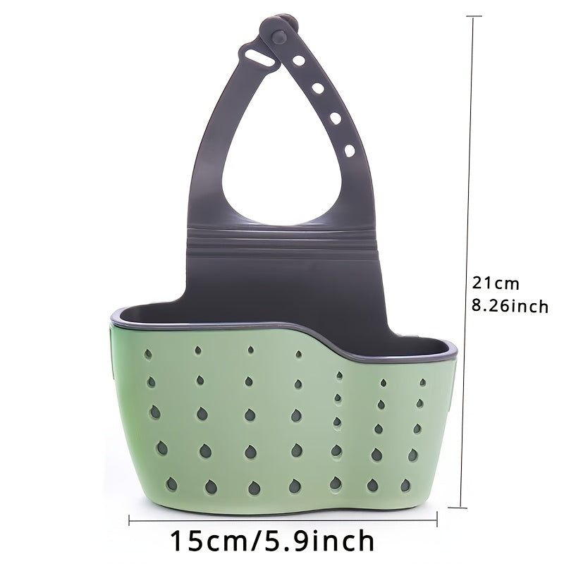 Set of 2 Adjustable Sink Sponge Holders, Plastic Caddies with Drainage for Kitchen & Bathroom Storage. Versatile Hanging Bag Organizer that Doesn't Require Electricity.