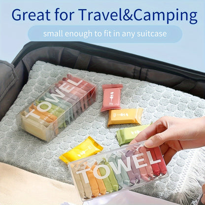 Experience the convenience of Multi-Pack Magic Compressed Towels - versatile, extra thick disposable microfiber towels that are perfect for travel, camping, hiking, beauty salon visits, and more. These large coin-shaped portable facial wipes are also