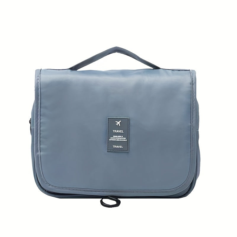 Travel in style with a waterproof Oxford fabric organizer - a versatile folding toiletry bag with a convenient hook for hanging. Available in chic light gray and ivory, this multifunctional bag is perfect for storing cosmetics and other essentials while