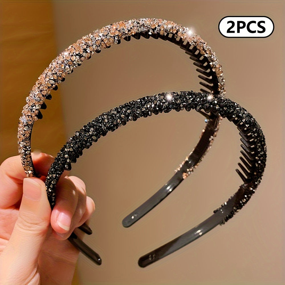 3-pack resin hairbands for girls with rhinestones, suitable for ages 3-14