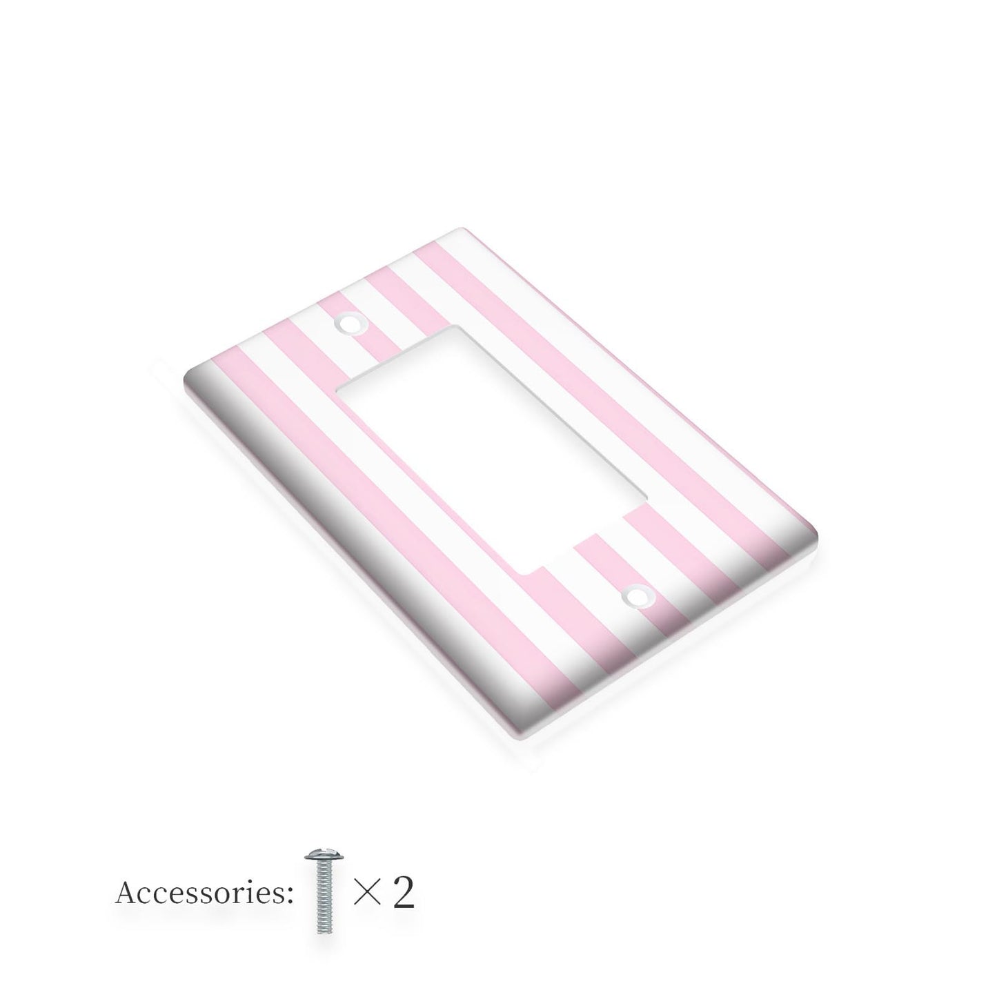 Pink striped light switch cover, stylish and easy to install, no batteries required.