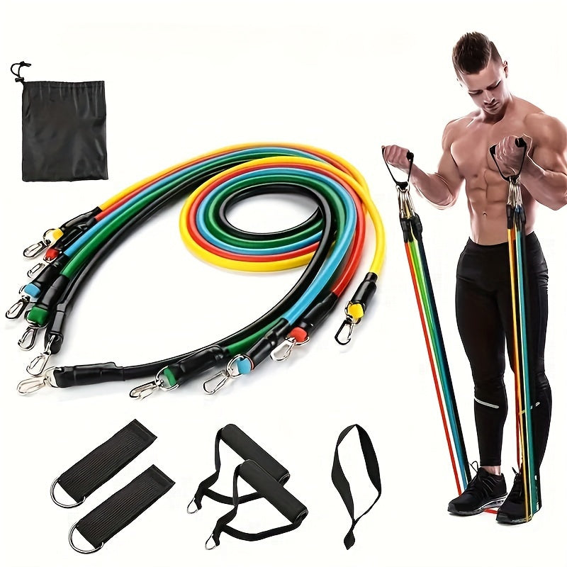 11 piece multi-functional upper body exercise kit with resistance bands for a full-body workout.