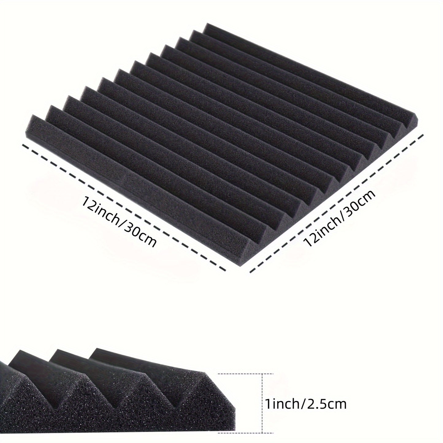 24 Pack of acoustic foam panels for noise reduction and echo treatment in recording studios, home theaters, offices, and gaming rooms, made of high-density flame-retardant foam.