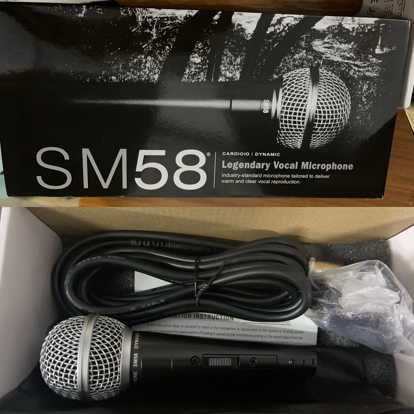 Professional SM58 Dynamic Vocal Microphone with Cardioid Wired Mic and 6.35mm Jack, DC Powered for Stage, Singing, Streaming, Video Conferencing, Gaming, and Karaoke - No Battery Needed.