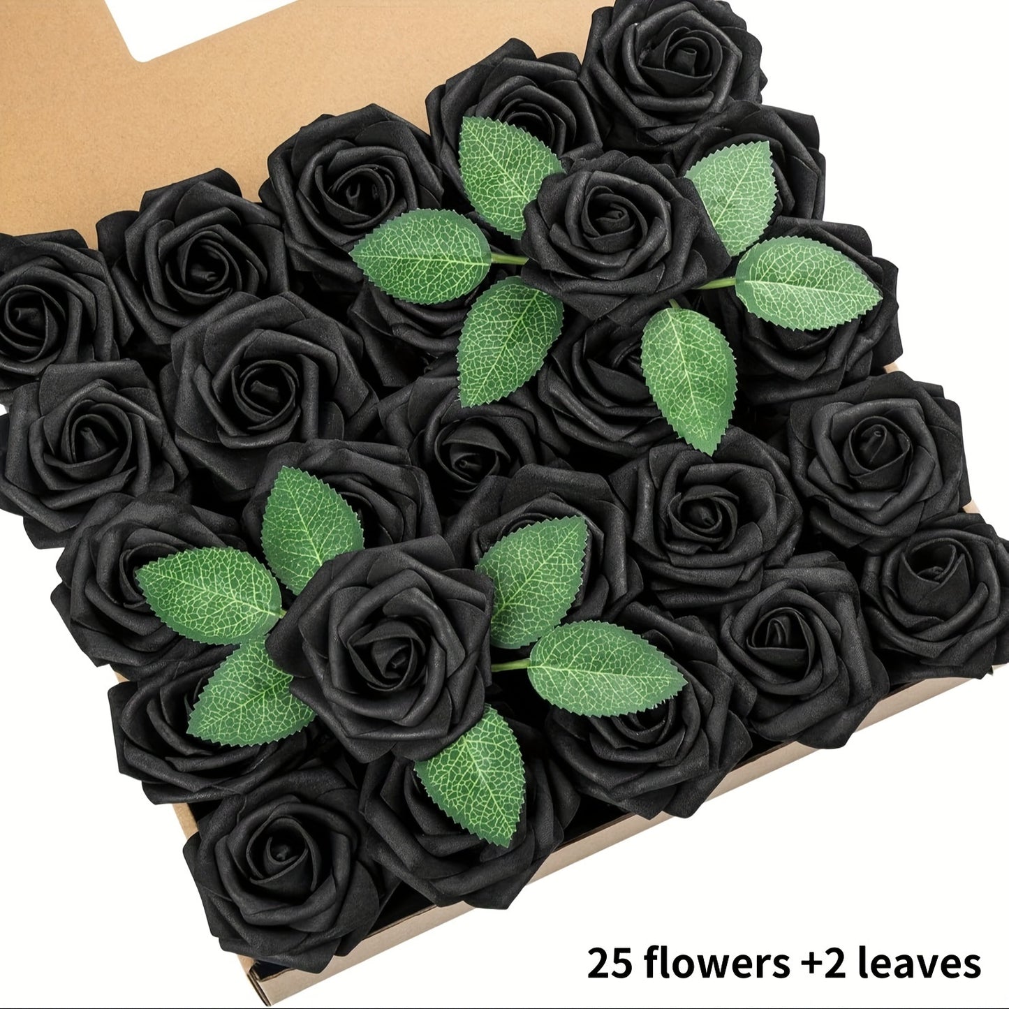 27 artificial ivory foam roses with stems and leaves, ideal for DIY wedding bouquets, bride gifts, centerpieces, and party tables.