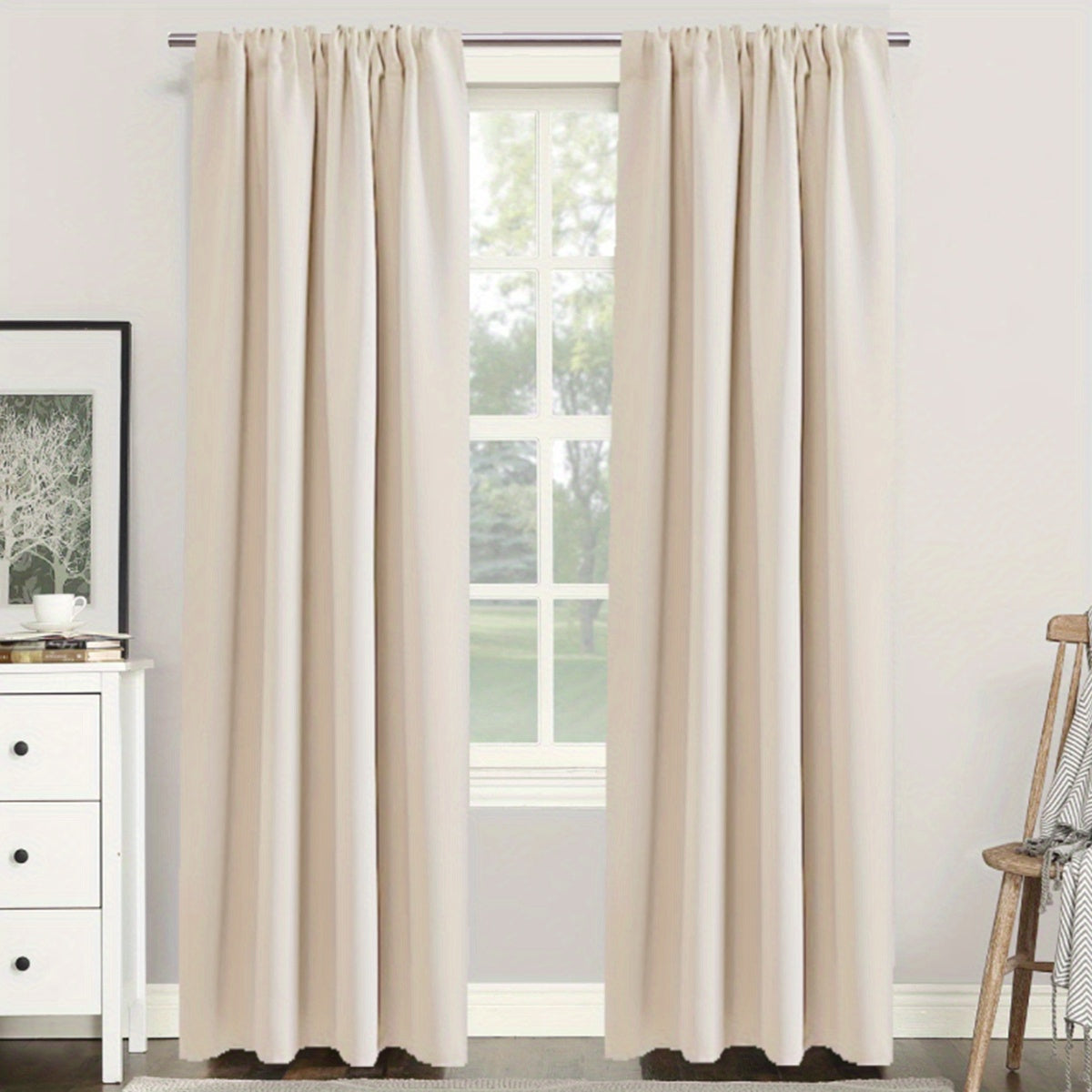 1PC Insulated Rod Pocket Bedroom Blackout Curtains for Room Darkening and Noise Reduction