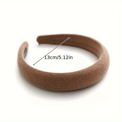 1pc Elegant Wide Headband for Women in Beige, Brown, Black, or Light Brown. Soft fabric design perfect for face wash, makeup, or everyday style. Can also be used as a stylish face covering