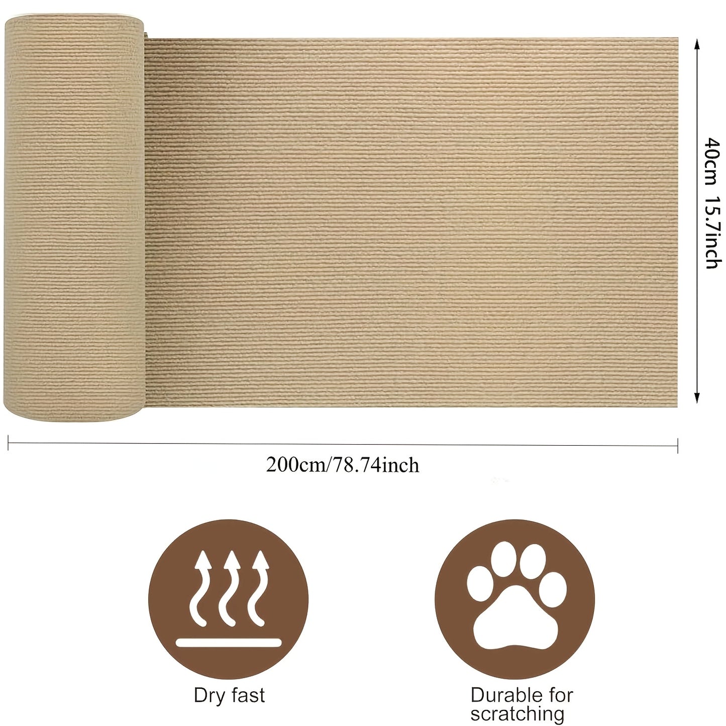 Trim-able cat furniture protector with self-adhesive scratching mat to safeguard couches, doors, and cat tree shelves from claws in grey color, 78.7 x 15.8.