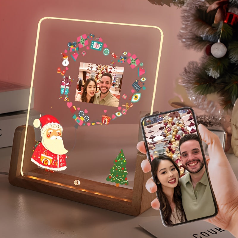 LED Lighted Custom Acrylic Photo Frame - Ideal for Gifting on Special Occasions | Transparent Display Stand for Loved Ones | Heart-Shaped Picture Holder for DIY Projects | Perfect for Home Decor and Keepsakes for Youth