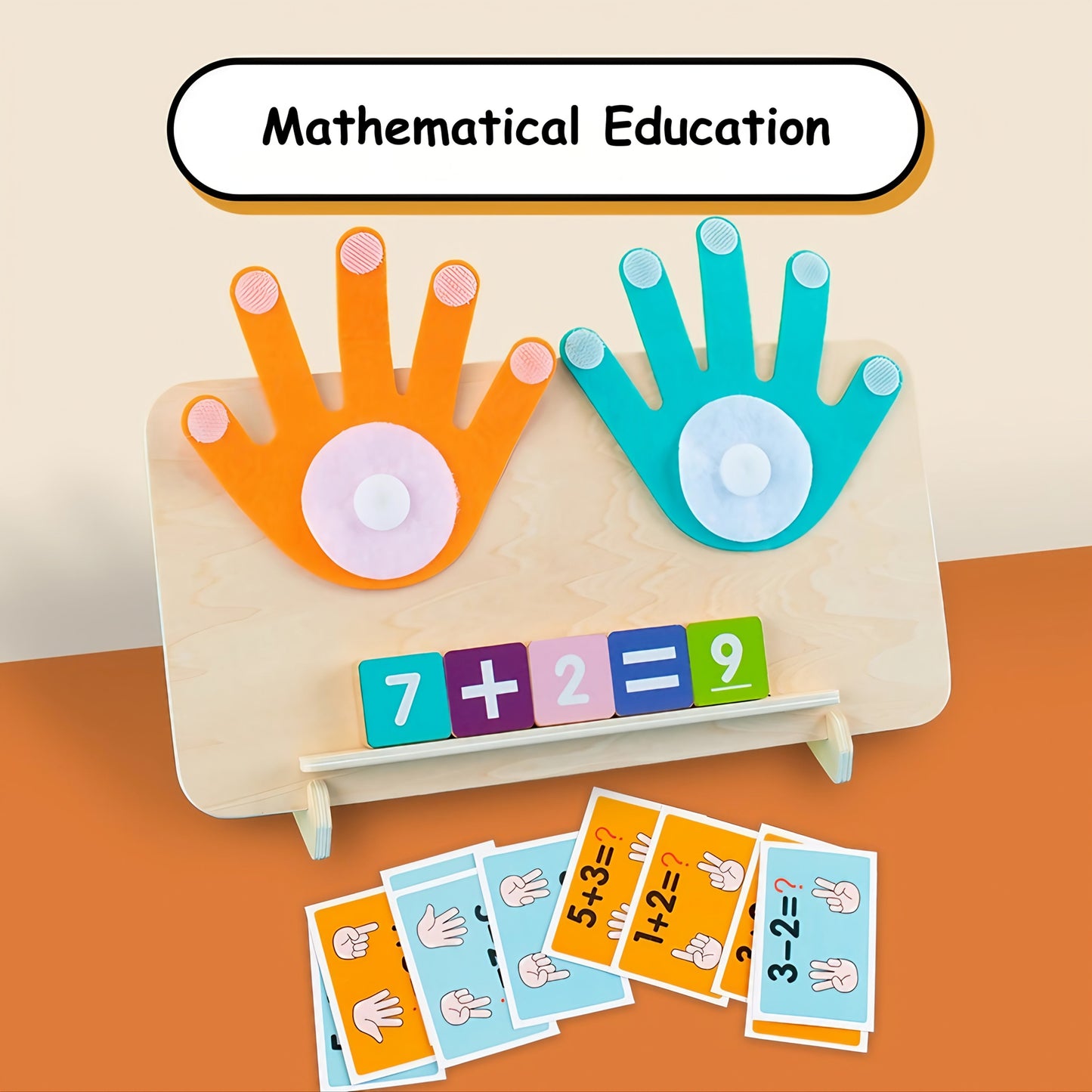 Wooden Finger Arithmetic Teaching Aids for Children, Educational Toys for Enlightenment and Kindergarten Learning of Mathematical Operations Addition and Subtraction with Cognitive Matching Board