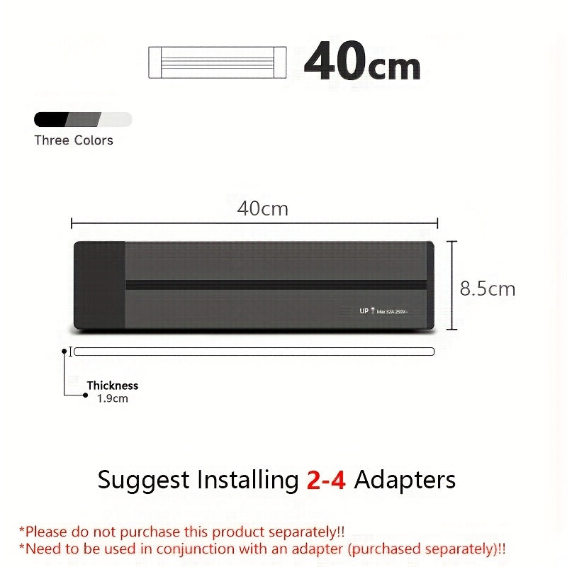 Rotating rail power socket with EU European standard and USB Type C module for wall surface mount. Modern design with 220-240V output and no battery required. Retrofittable for 86 type