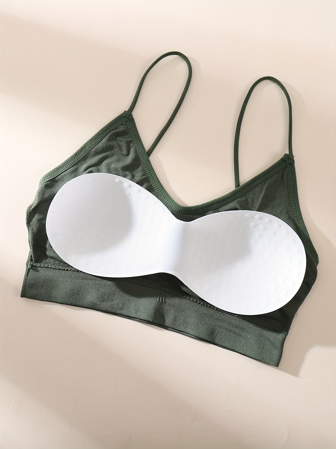 Set of 4 wireless ribbed bras for women, simple and comfortable intimate lingerie.