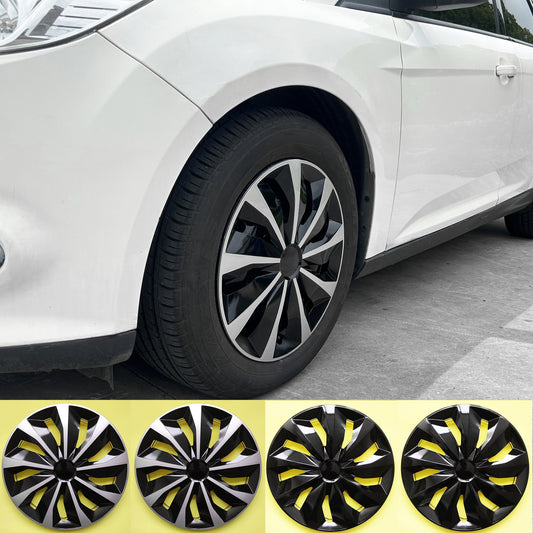 4 hubcaps for 15-inch iron car wheels made of PP plastic in various colors for exterior decoration.