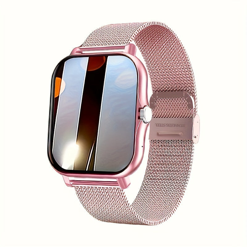 Gender-neutral Sports Smart Watch featuring a Vibrant Color Touch Screen, Personalized Dial, Compatible with Android & iOS, Sleek Alloy Case, Durable Stainless Steel Strap, Date & 24-Hour Display, Not Waterproof, Easy USB Charging, Long-lasting