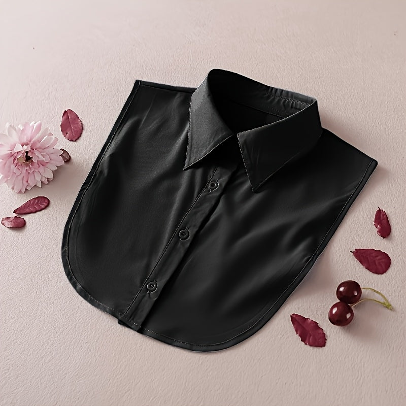 Women's versatile polyester shirt vest with removable pointed collar, anti-exposure feature, and woven bra accessories. Machine washable for casual fashion in all seasons.