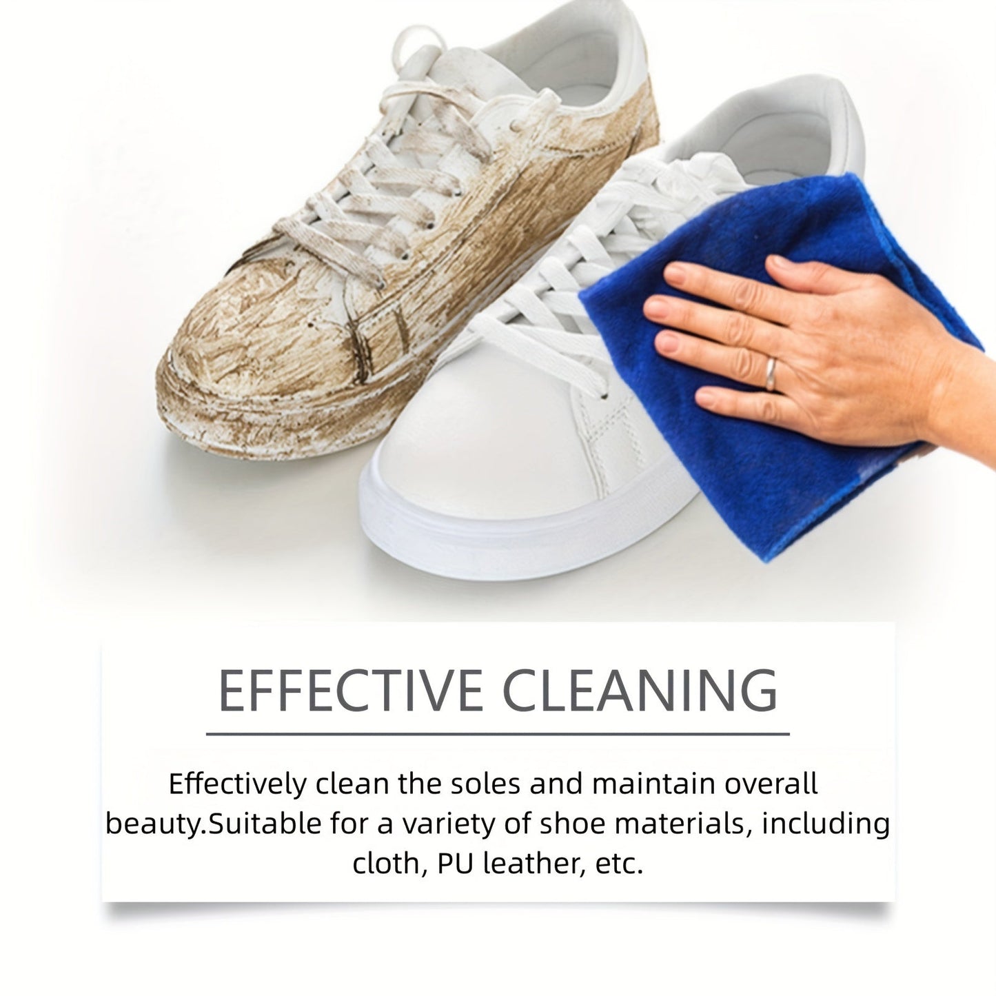 Jue Fish White Shoe Cleaner Foam effectively removes stains and yellowing, providing long-lasting care for PU leather, canvas, and athletic shoes. This residue-free formula contains sodium bicarbonate in a liquid form, with a capacity of less than 1