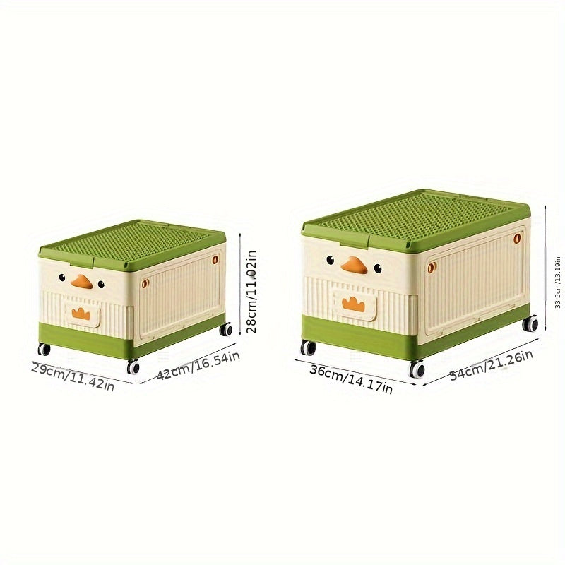 Plastic Foldable Storage Box with Wheels, Stackable Containers for Shoes, Books, Clothes, Toys - Household Organizer for Closet, Wardrobe, Bedroom, Bathroom, Office, Kitchen, Desk, Car