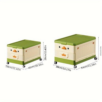 Plastic Foldable Storage Box with Wheels, Stackable Containers for Shoes, Books, Clothes, Toys - Household Organizer for Closet, Wardrobe, Bedroom, Bathroom, Office, Kitchen, Desk, Car