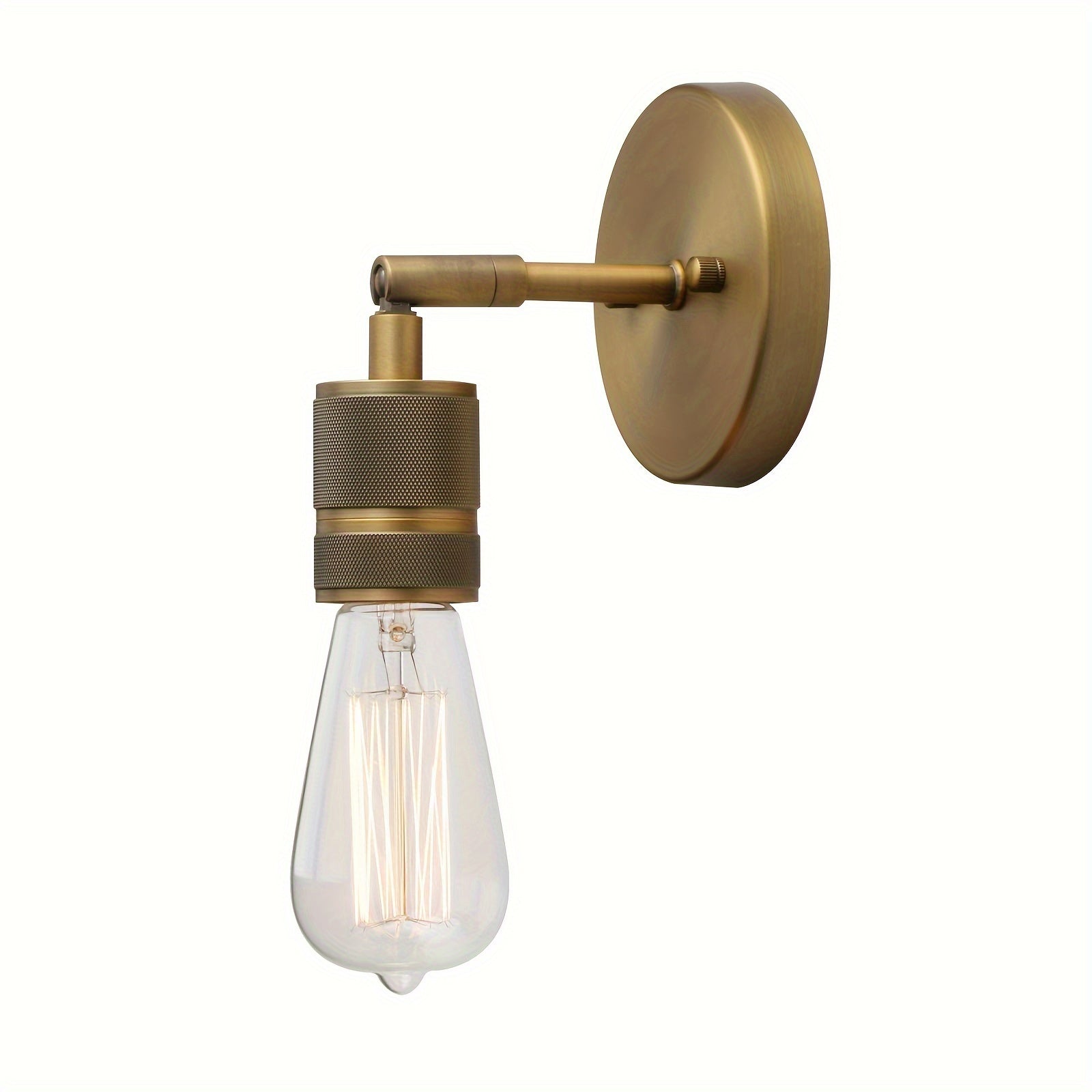 Vintage industrial wall sconce in antique bronze metal finish, suitable for various rooms.