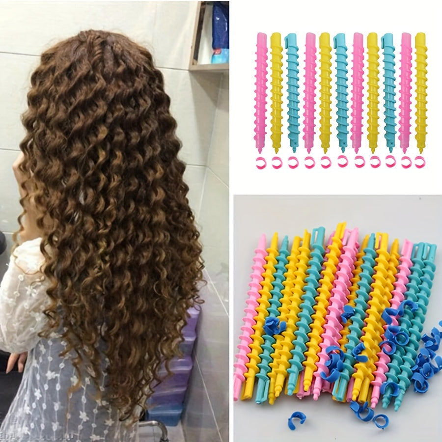 Hair Curler Set with 20 Spiral Hair Perm Rods for DIY Hairdressing Styling.