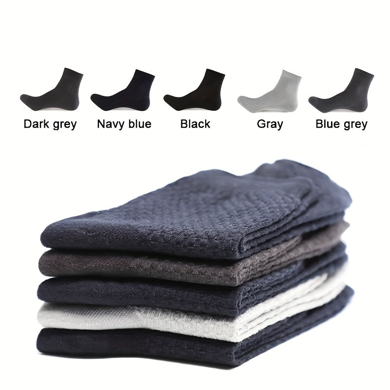 GLENMEARL 10pcs Men's Bamboo Fiber Crew Socks - Breathable and Comfortable for Business & Casual Wear