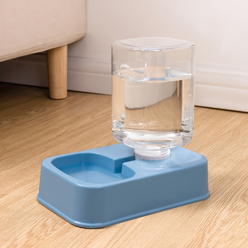 Convenient 2-in-1 Pet Feeder & Water Dispenser for Cats and Dogs - No Batteries Needed, Durable Plastic, Fresh Water Fountain and Food Storage Bowl, Perfect for Indoor Use