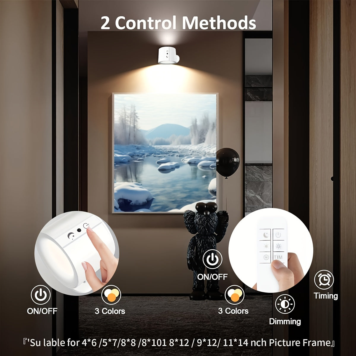 Dimmable LED wall lamps with touch control, reading lamp with bi-directional lighting, 3 brightness levels & 3 color modes, rechargeable battery, wireless design for multiple rooms.