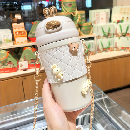 1-piece Cute Vacuum Flask crafted from 304 stainless steel with insulation, perfect for keeping hot and cold beverages at their desired temperature. Ideal for both summer and winter drinkware, also great as gifts. Includes extra 4 3D stickers.