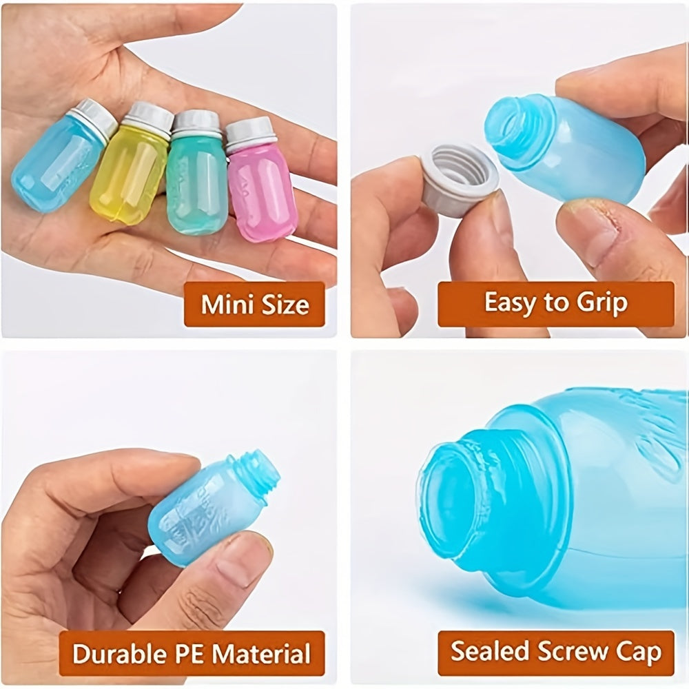 16 mini portable sauce containers for bento, includes Japanese-style salad dressing squeeze bottles and ketchup dispensers, colors chosen at random.