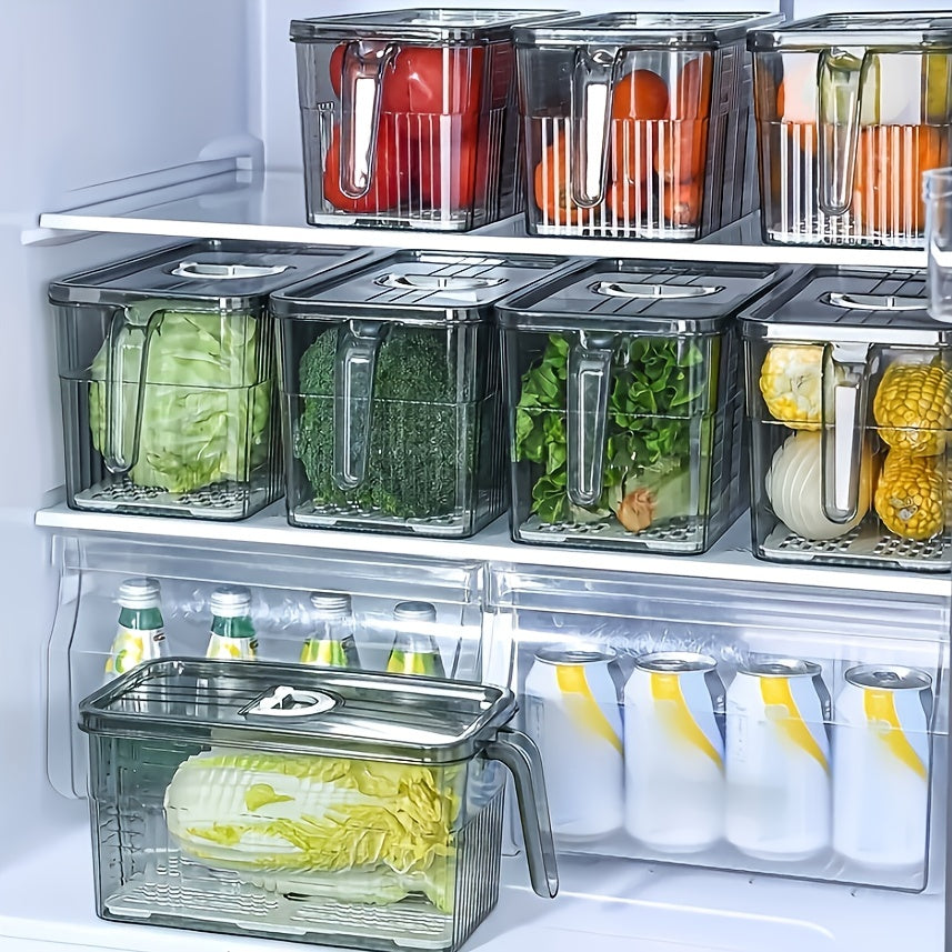 Keep your fruits and vegetables fresh with our leakproof, reusable plastic storage container. This multi-size container features a built-in timer for easy organization in your kitchen.