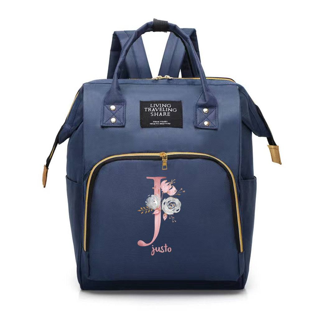 Customizable Mommy Backpack featuring A-Z Initial - Spacious Diaper Bag, Long-lasting Oxford Fabric, Ideal for Traveling & Nursing Must-haves.