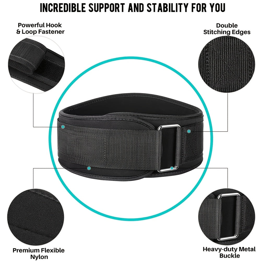 1pc EVA Gym Weightlifting Belt with adjustable waist support and hook-and-loop closure for various fitness activities. Hand wash only.