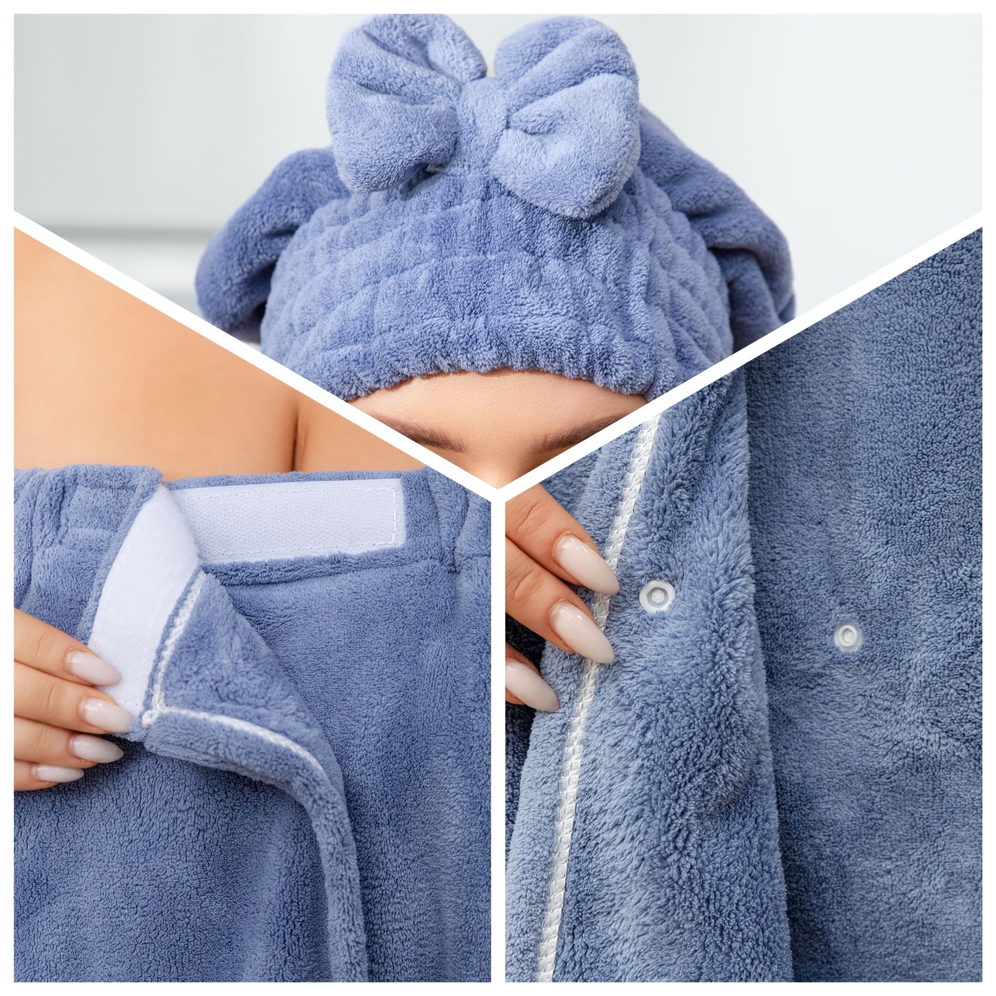 Luxurious 2-piece set: Oversized bathrobe with hook-and-loop closure, includes shower cap. Ideal for XXL-4XL sizes, great for home, travel, or as a Christmas gift.