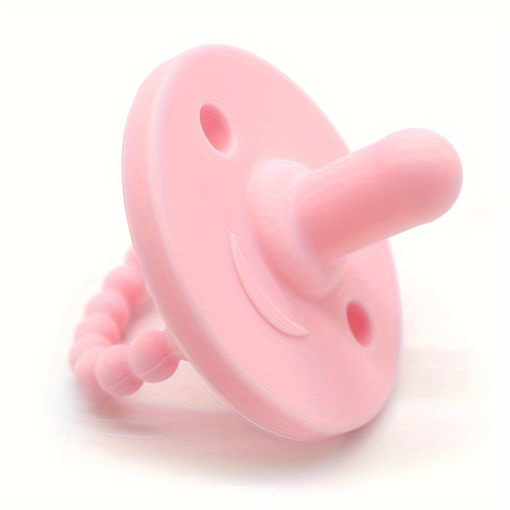 Soft silicone pacifier for newborns with cute round shape, designed to soothe and teethe. Suitable for both boys and girls.