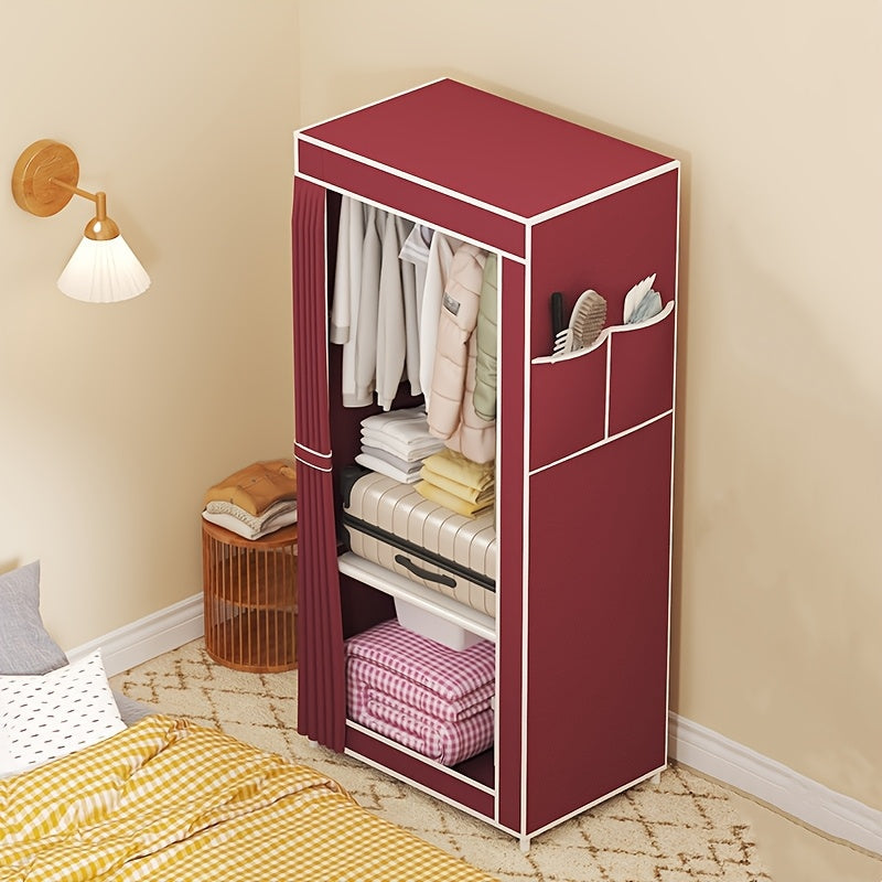 Conveniently Assemble Your Non-Woven Fabric Wardrobe - Roomy 3.2 Cubic Feet Storage Closet with Sturdy Metal Frame for Bedroom, Rental Housing, Organizing Clothes, and Home Storage. Easy to Set Up, Moveable Closet Solution