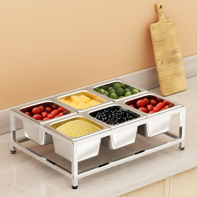 Stainless Steel Seasoning Box Set with Rack, Lid, and Spoon for Dressings, Sauces, Spices, and Garnishes. Rust-Resistant Organizer Stand with Integrated Rounded Corners. Perfect for Halloween and Christmas Parties in the Kitchen.