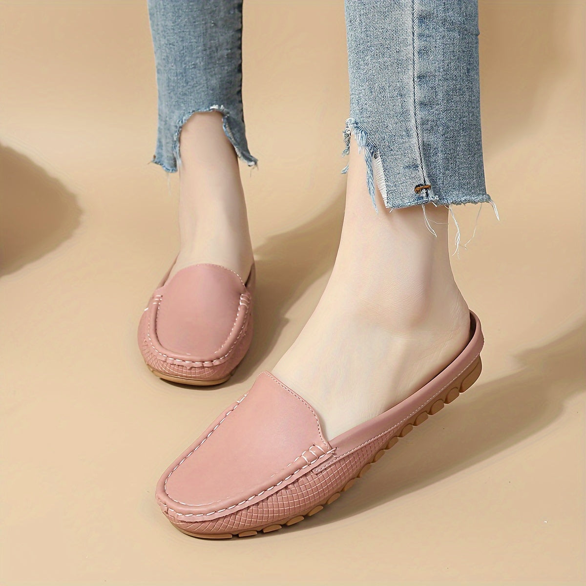 Stylish slip-on mule sandals with half-toe design, perfect for summer.