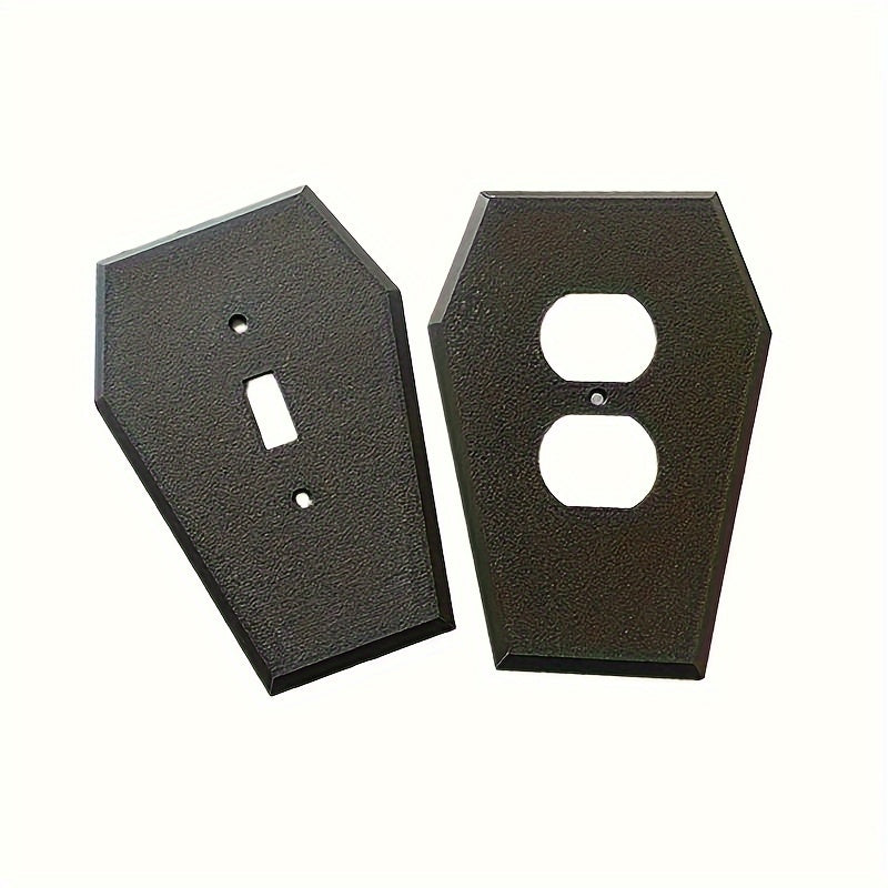 3D printed Gothic Coffin Wall Plate Cover for light switch, easy screw-in installation, no electricity needed. Perfect for Halloween or home décor.